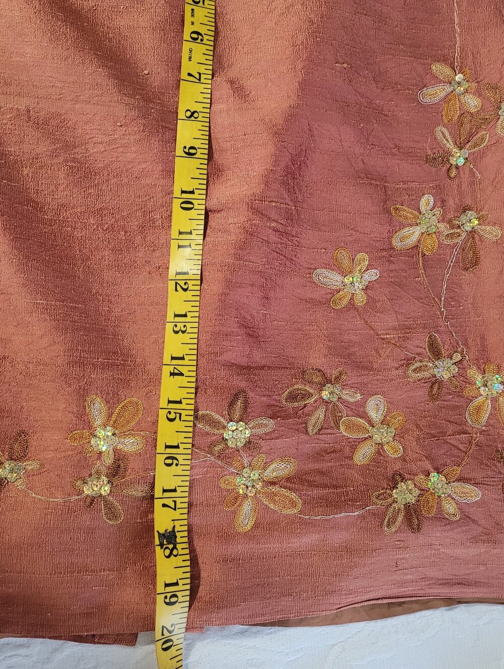 Muse Rust Orange 100% Silk Floral Embroidered Two-Piece Skirt Size 10 - Picture 10 of 10